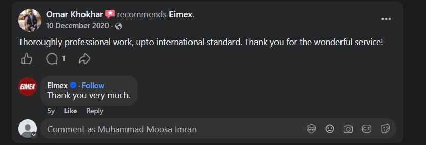 Screenshot of a published EIMEX Solar customer review (12)