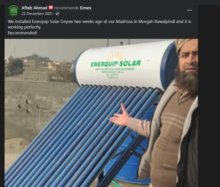 Screenshot of a published EIMEX Solar customer review (11)