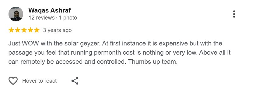 Screenshot of a published EIMEX Solar customer review (6)