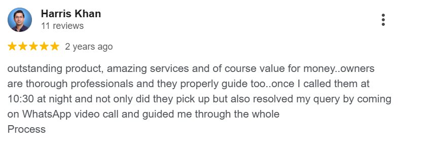 Screenshot of a published EIMEX Solar customer review (5)